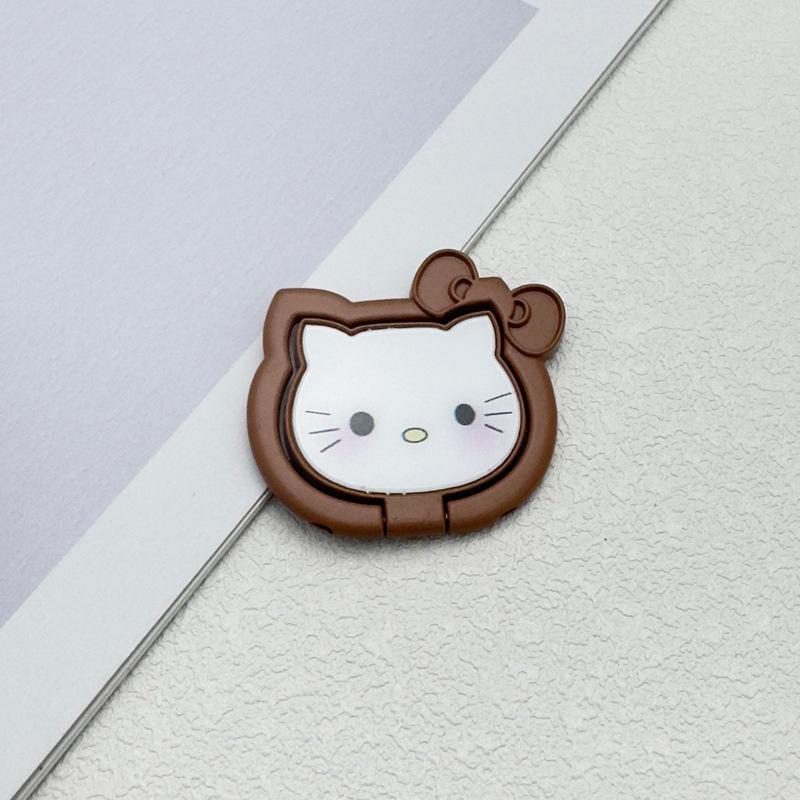 Cartoon Cat Phone Ring Stand with Magnetic Suction and Desktop Back Sticker Candy KT Cat коричневый
