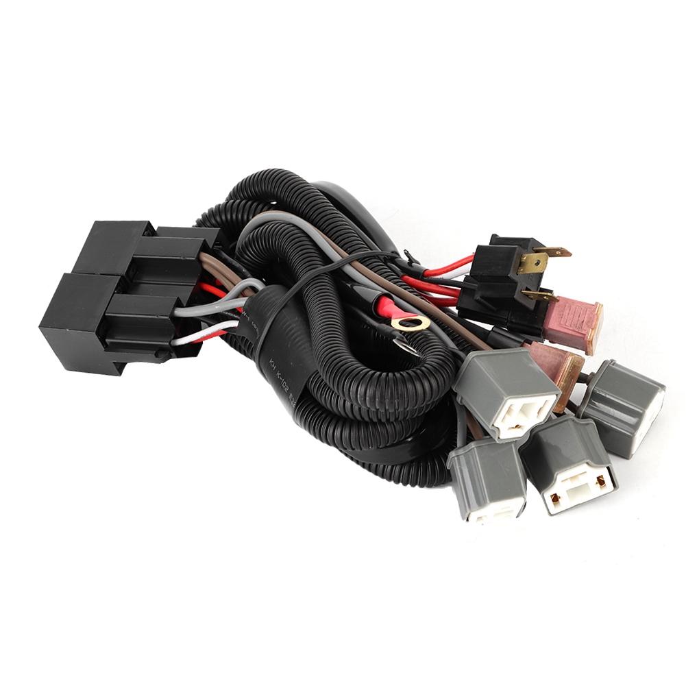 Car LED Light Headlight Wiring Harness Lighting Boost With For H4 Adapters Four Lights