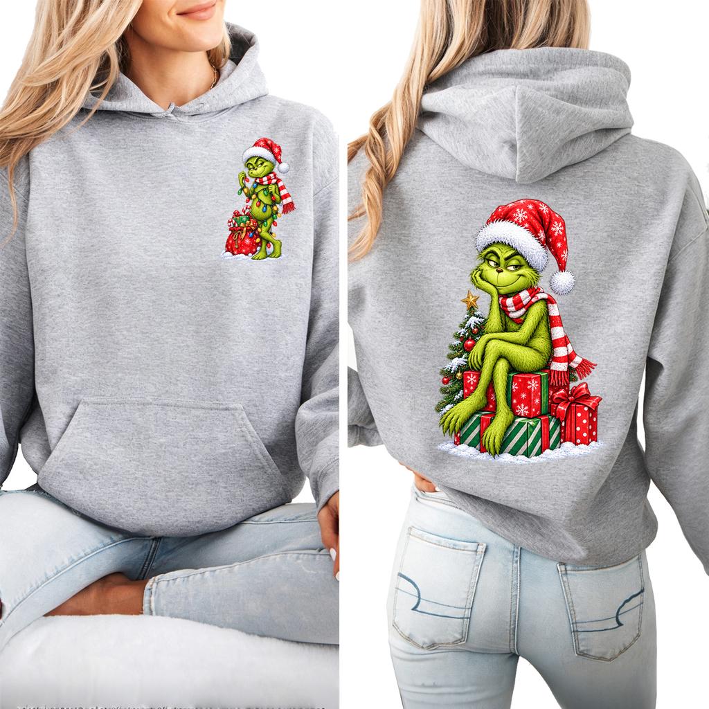 Women's Christmas Lightweight Long Sleeve Hooded Pullover Sweatshirt with Graphic Print