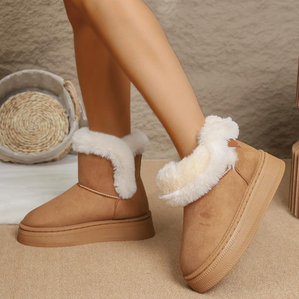 Foreign trade large size snow boots women's 2025 winter new casual fur warm outer wear thick-soled cotton boots