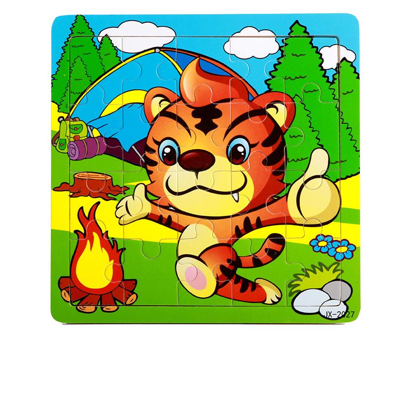 20 Piece Wooden 3D Puzzle Cartoon Animal Vehicle Jigsaw Montessori Educational Toys for Kids Baby Aged 3-6 Years