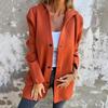 Loose Mid Length Coat Cardigan for Women Thick Hooded with Pockets Solid Color Down Button Fall Winter Outdoor Travel
