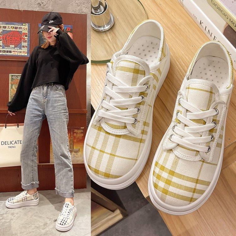 Canvas Shoes Women Spring Korean Plaid Students Casual Shoes Slip-On Hot Sale Canvas Shoes Women Spring Korean Plaid Students Casual Shoes Slip-On Hot Sale