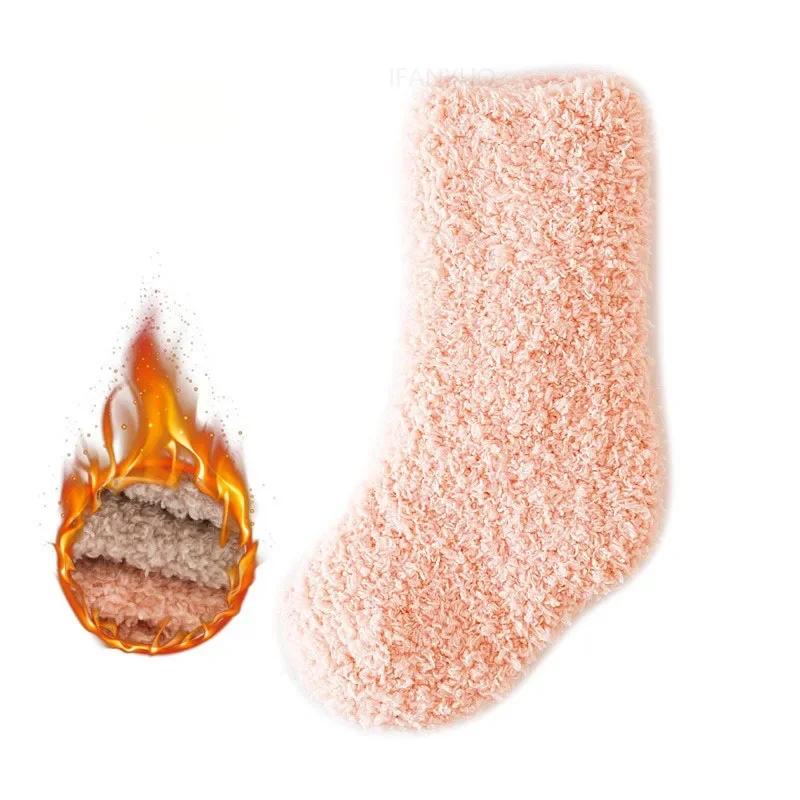 Winter Dick Warm Baby Socken Niedlich Einfarbig Korallen Samt Kinder Boden Strümpfe Neugeborenes Säugling Jungen Mädchen Plüsch Socken 0-5J