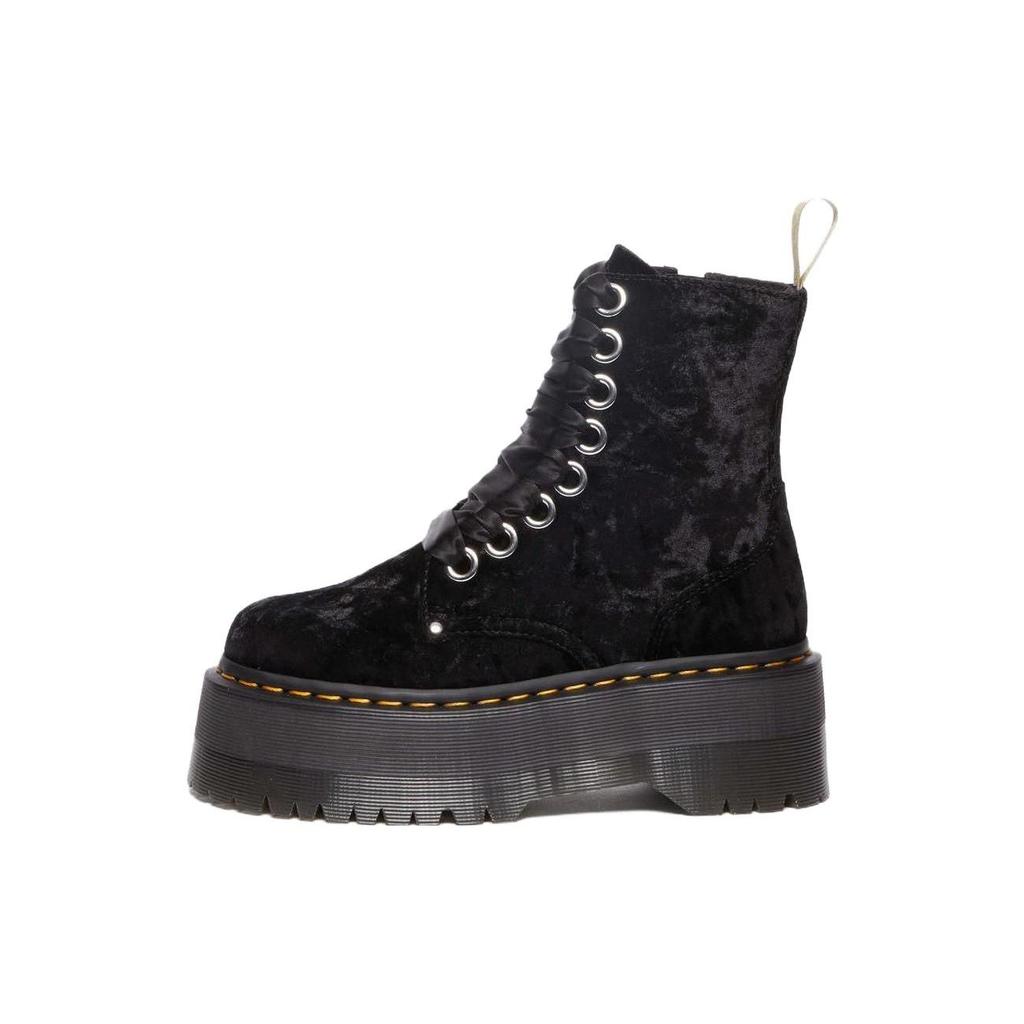 Dr. Martens Suede Round Toe Lace-Up Comfortable Short Boots Women boots Black 31030001