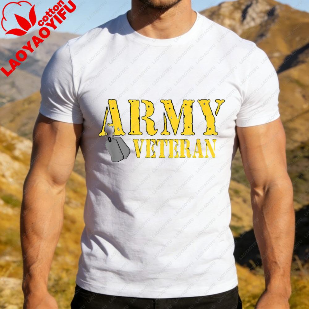 Vintage Military Pride Print Unisex Tshirt Proud Army Veteran Soft Cotton Crew Short Sleeve Casual For Patriotic Holiday Tops