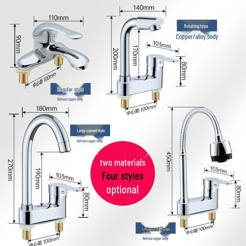 Stainless Steel Rotating Faucet for Kitchen & Wash Basin - Hot & Cold Water Switch