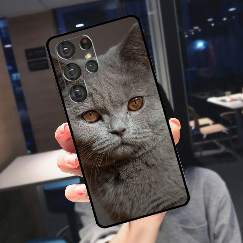 British Shorthair Cat Cover For Samsung Galaxy S25 Ultra S24 S22 S21 S23 Plus S20 FE S9 S10 S24 FE Phone Case