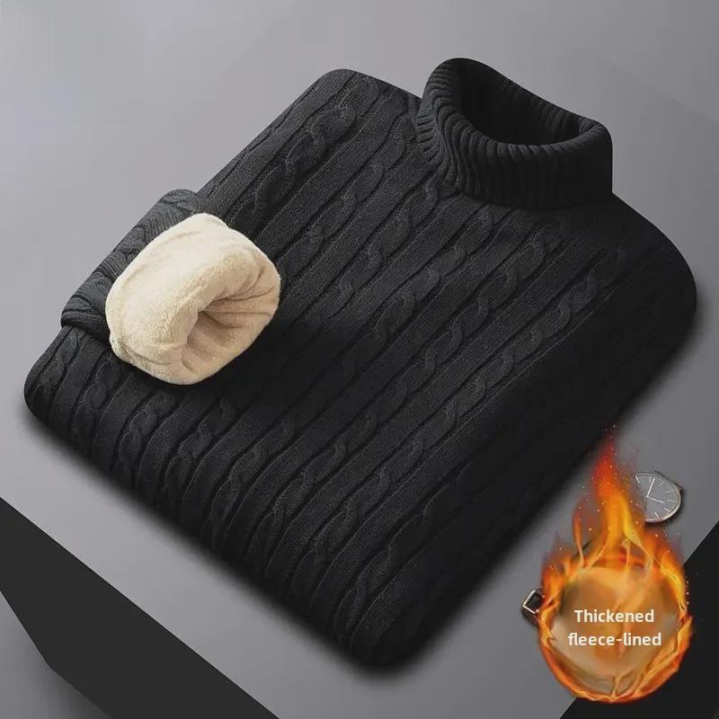 

Мужской толстый хлопковый свитер с высоким воротником и мягкой вельветовой подкладкой