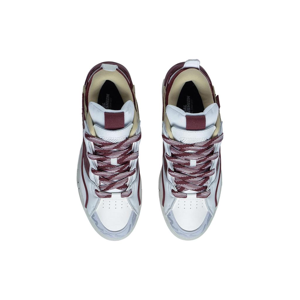 New LiNing Wave Golden Anti Slip Wear Resistant Low Top Skateboard Shoes Men's White Red AECS073-6