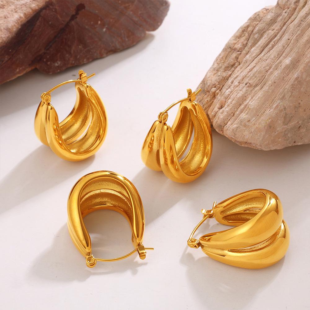 European & American Retro U-Shaped Geometric Spiral Ear Cuff Earrings