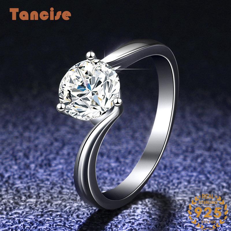 Tancise Classic Moissanite Anello in argento Gioielli da donna Promessa di nozze Regalo per feste_voghion.com
