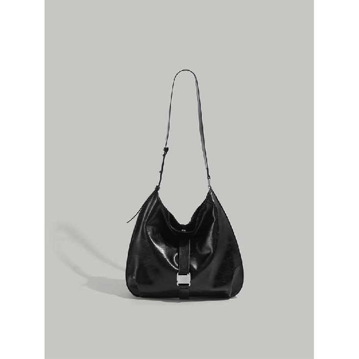 2025 New Niche Design Retro High-End Oil Wax Leather Shoulder Tote Bag Fashionable Versatile Commuting Crossbody Bag чёрный