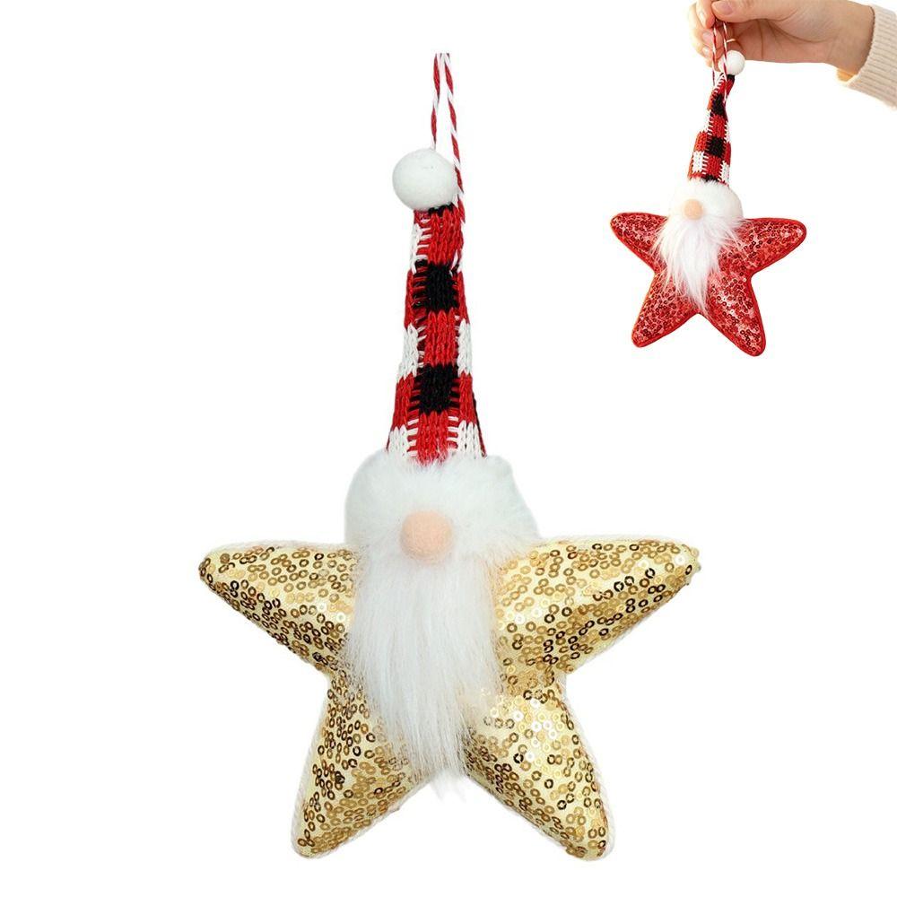 Sequined Fabric Christmas Gnome Ornament Star Shaped Star Gnome Decoration Holiday Home Decor