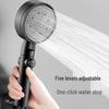 Black High-Pressure 5-Setting Handheld Showerhead