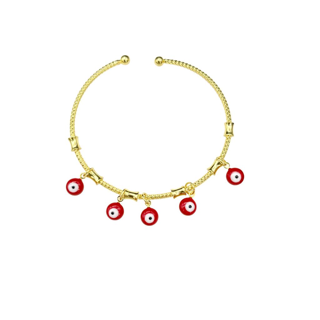 Zircon-Embellished Evil Eye Bracelet with Blue Accents