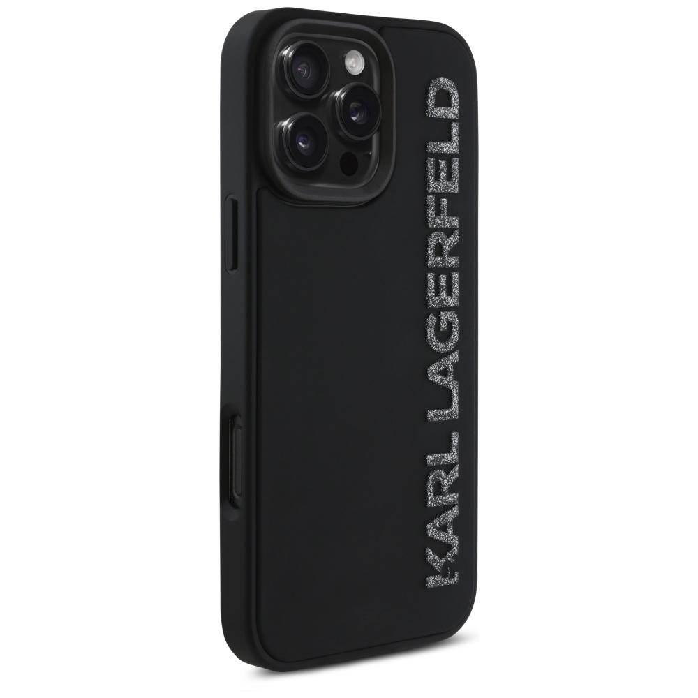 Karl Lagerfeld Hc 3D Rubber Case         Elongated Glitter For iPhone 16 Pro Black