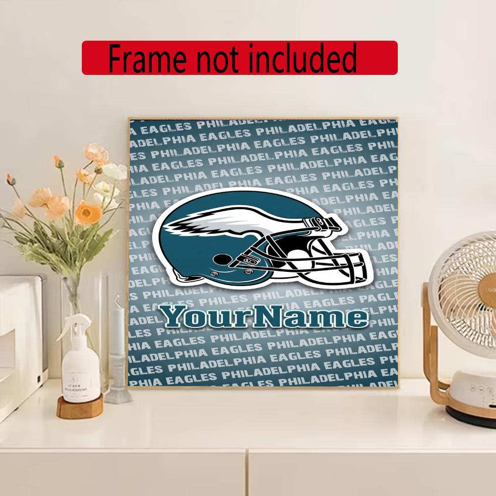 Philadelphia Eagles Customize Your Name Diamond Painting Round Diamond Diy Frameless Holiday Artwork Suitable For Home Office Wall Decoration