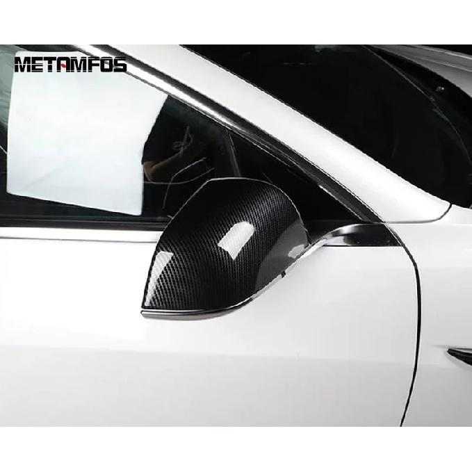 For Tesla Model S 2014-2017 2018   Carbon Fiber Rearview Side Mirror Cover Trim Protection Cap Accessories Car Styling