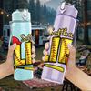 1PC Softball Life Bat Text 750ml Color Plastic Sports Water Bottle Leakproof Flip Straw Lid Suitable for Sports Office Home Use