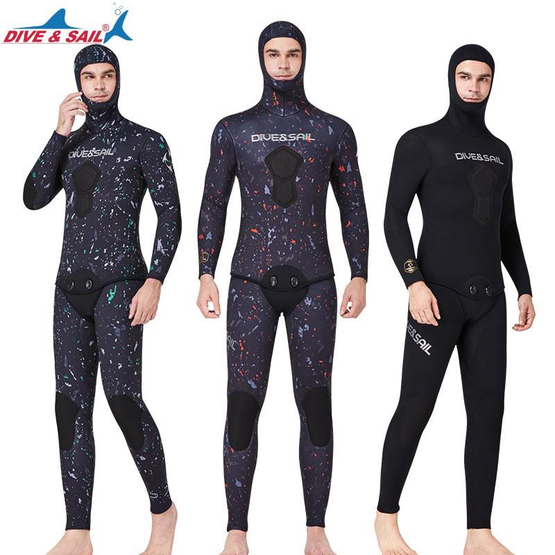 Diving Suit 5MM Fishing Hunting Split Hooded Warm CR