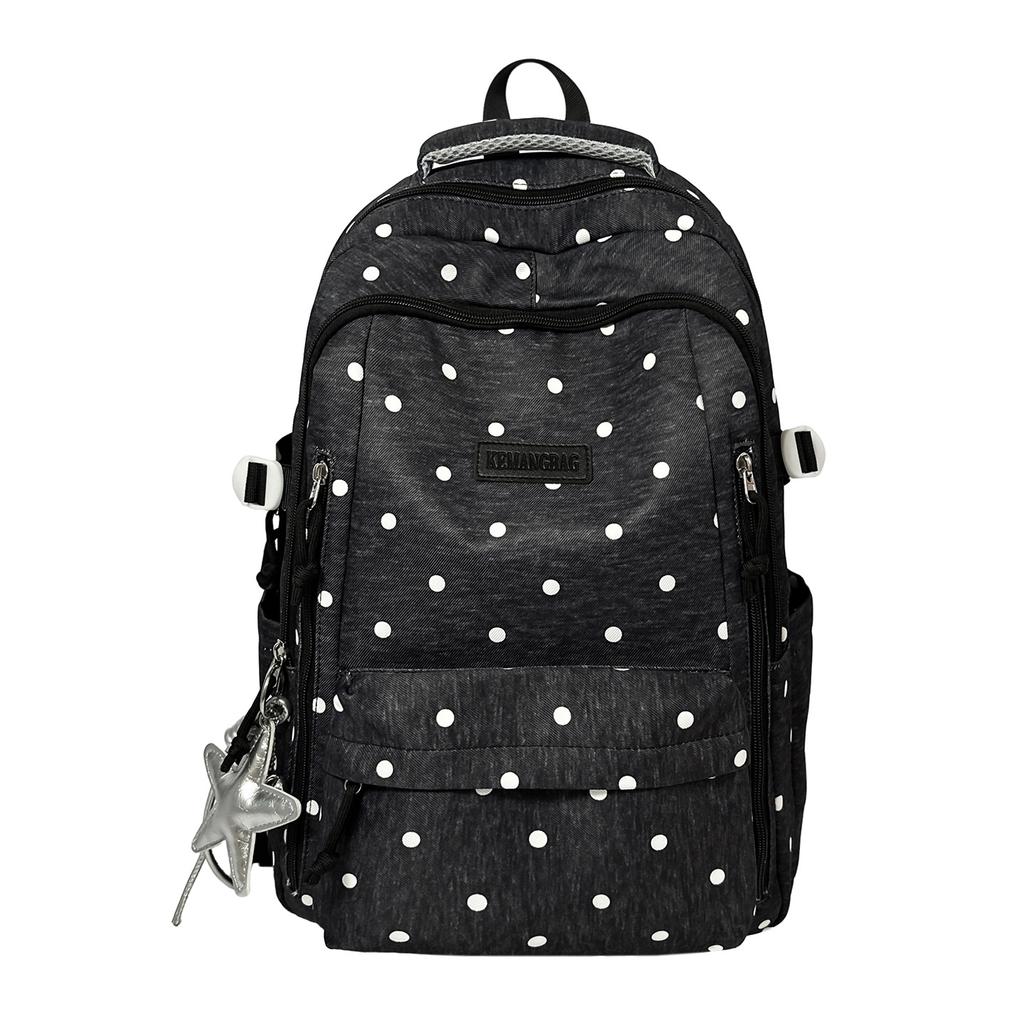 Schoolbag Schoolbag 1011 New Korean Version High Value Large Capacity Backpack Junior High School High School Travel Polka Dot Backpack
