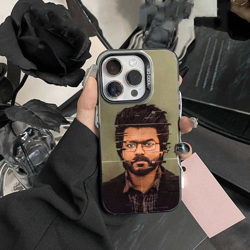 P-ThalaPathy V-Vijay Actor Phone Case For iPhone17, 16,15,14,13,12 Pro Max Black Candy Matte Shockproof Cover