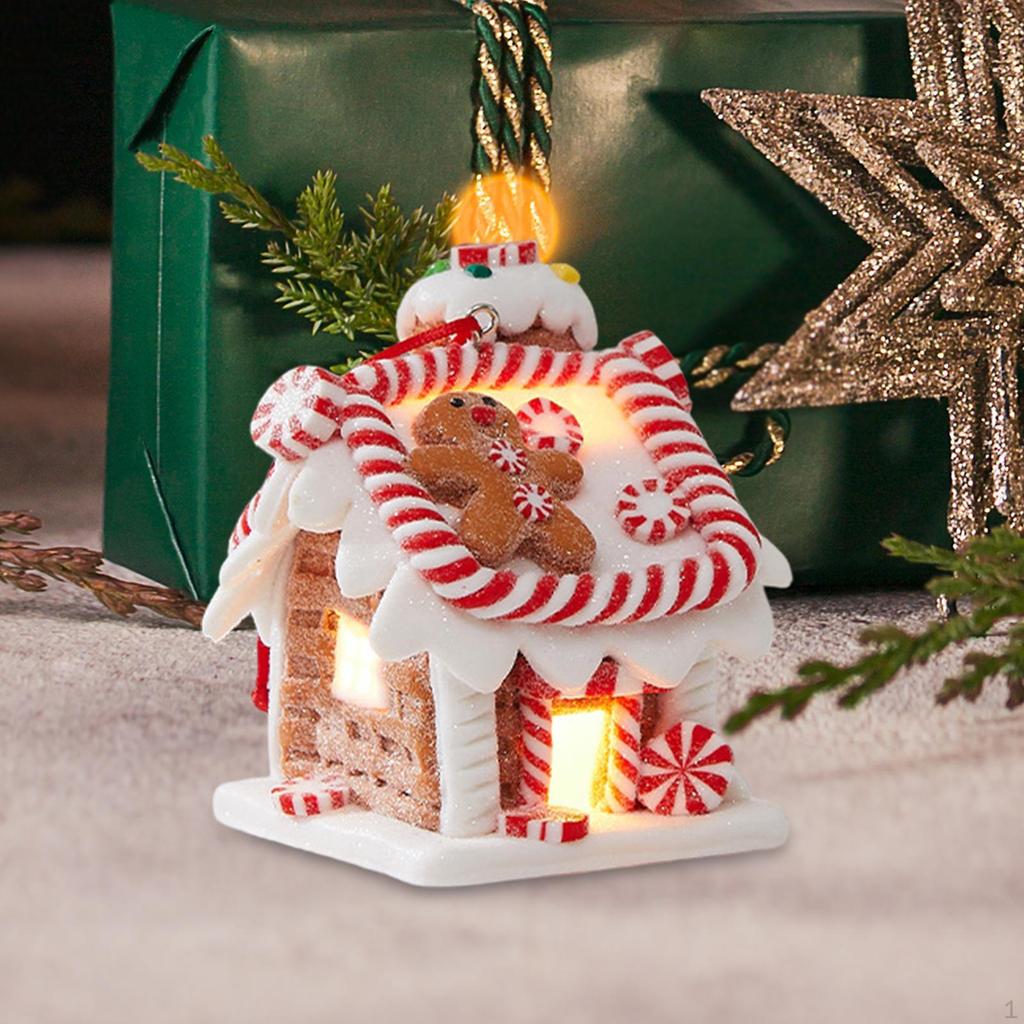 Illuminated Christmas House Figure Pendant, Hanging Decoration, Tree