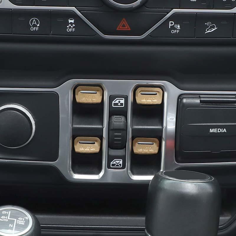 Fönsterkontrollknapp Dekoration Dekorativt Skydd Klistermärke Passar För Jeep Wrangler JL För JT Gladiator 2018 Och Upp Interiörtillbehör