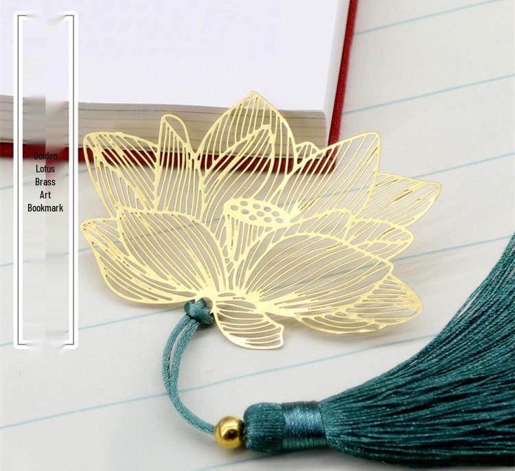 Lotus Brass Hollow Art Bookmark - Exquisite Ancient Chinese Style Gift
