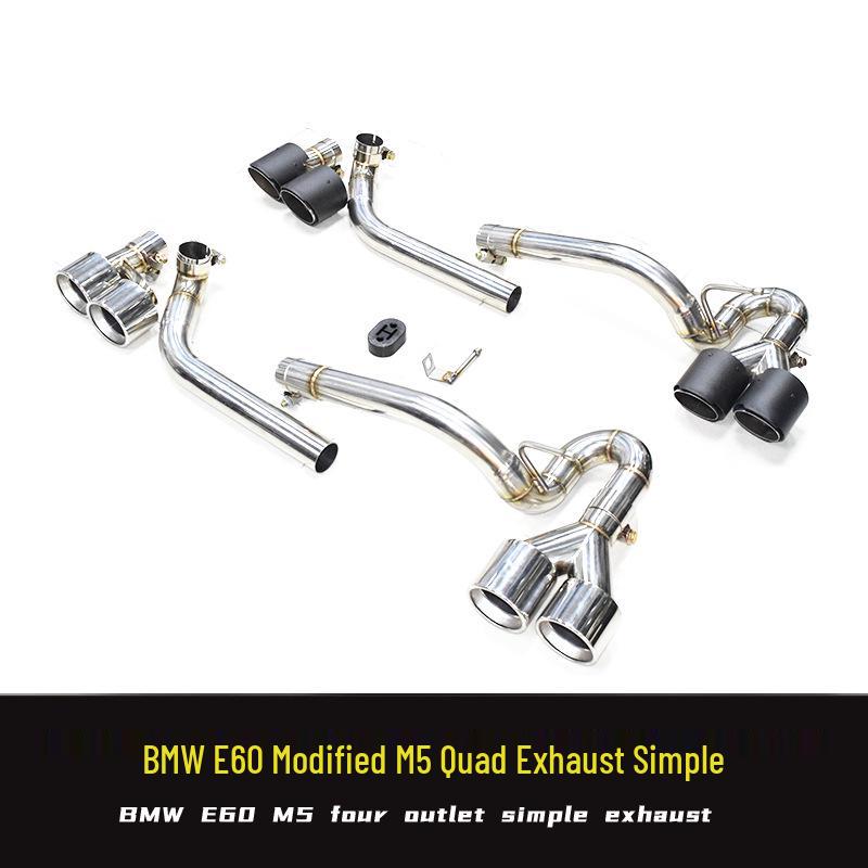 BMW 5 Series E60 520/523 M5 Quad Exhaust, Direct-Fit Stainless Steel & Carbon Fiber Muffler