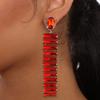 Shiny Colorful Rhinestone Long Drop Earrings Trendy Women Geometric Crystal Earrings Jewelry Accessories