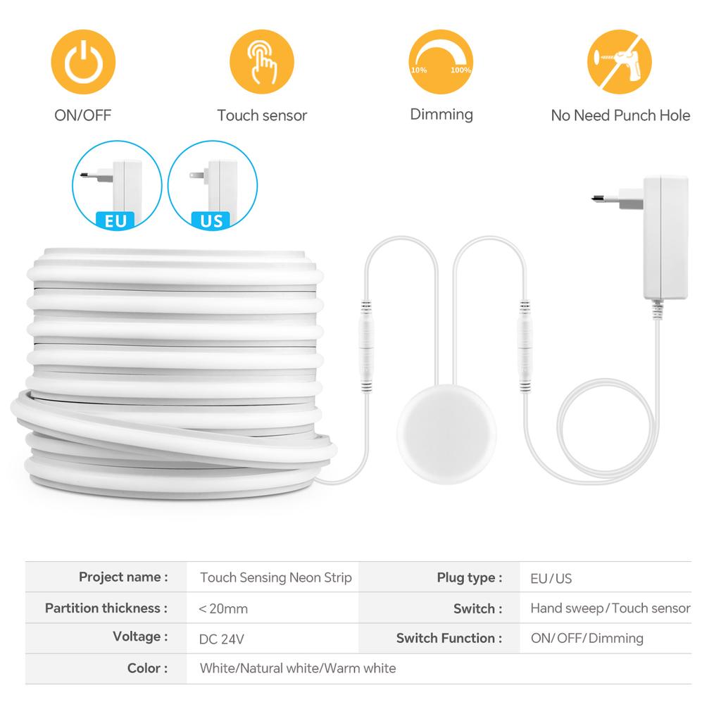 Good ! 24V Dressing Mirror Lamp Strip Silica Gel COB Neon Light Tape 2m-10m,Penetrable Mirror 20mm Touch Sensor Swtich Dimmer