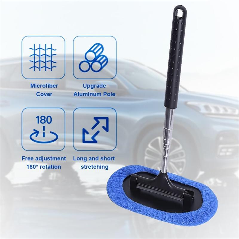 Telescopic Car Cleaning Brush Long Handle Car Wash Mop Microfiber Cleaner Tool