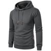 Men Fall Winter Hoodie Solid Color Drawstring Long Sleeves Jacquard Design Hooded Elastic Cuff And Hem Thin Daily Wear Casual Sport Top