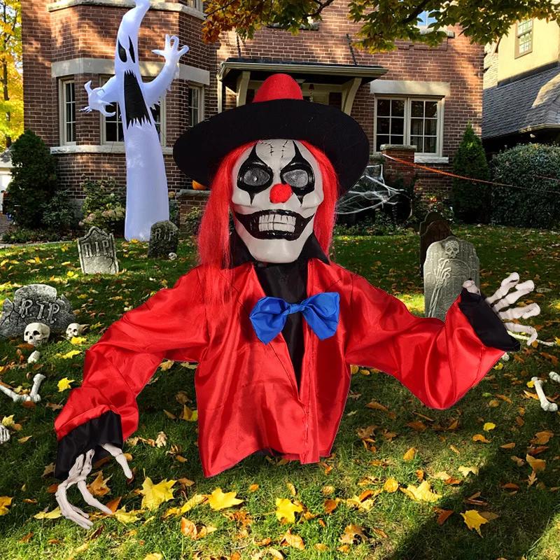 Halloween Decoration Control Glowing Sound Clown Floor Illustration Spooky Outdoor Garden Decoration Party Decoration
