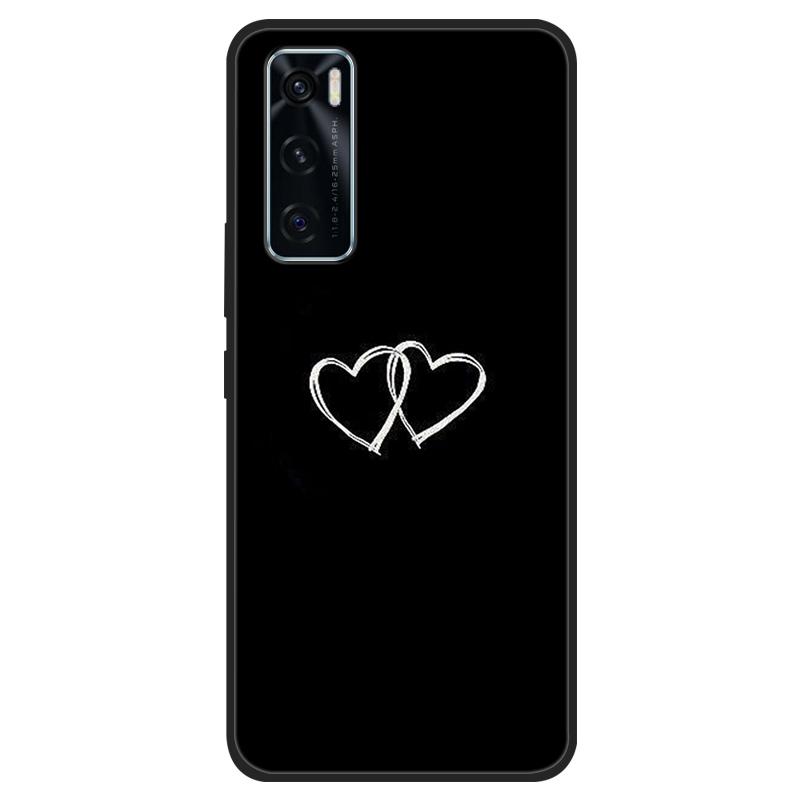 For Vivo V20 SE Case V20SE Silicone Cat Painted Soft Black Cover for VivoV20 V20SE V2022 V2023 Cover TPU Coque Protective Capa
