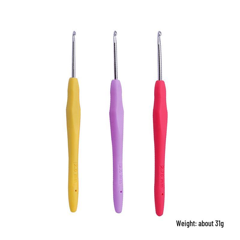 Colorful Metal Crochet Hook with Plastic Handle for DIY Knitting