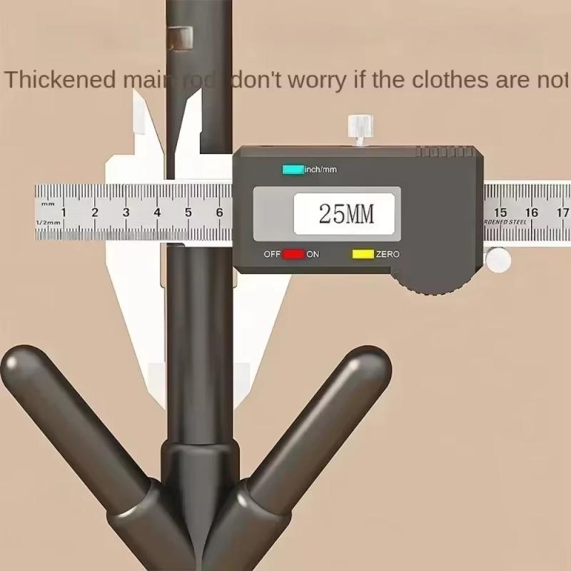 Clothes and Hats Rack Floor To Floor Bedroom Coat Hook Tree Hanger -Multi-hook Floor Vertical Coat Rack with Movable and Conve