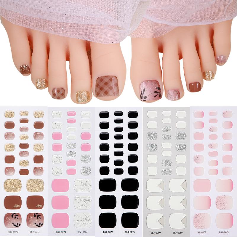 New Gel Foot Stickers, Manicure Stickers, Scallion Powder UV Lighting, Semi-baked, Semi-cured Toenail Stickers