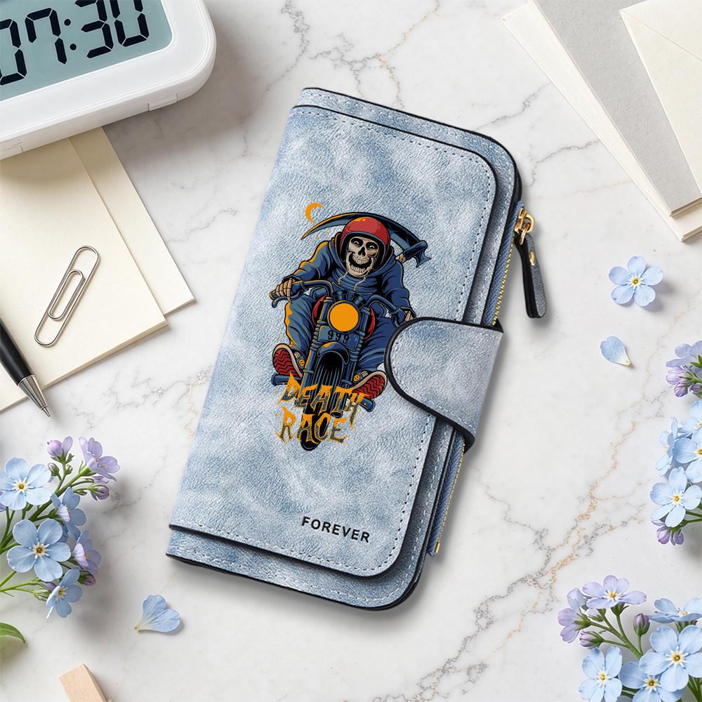 Gothic Skull Rider Wallet Stylish Multicard Holder Purse