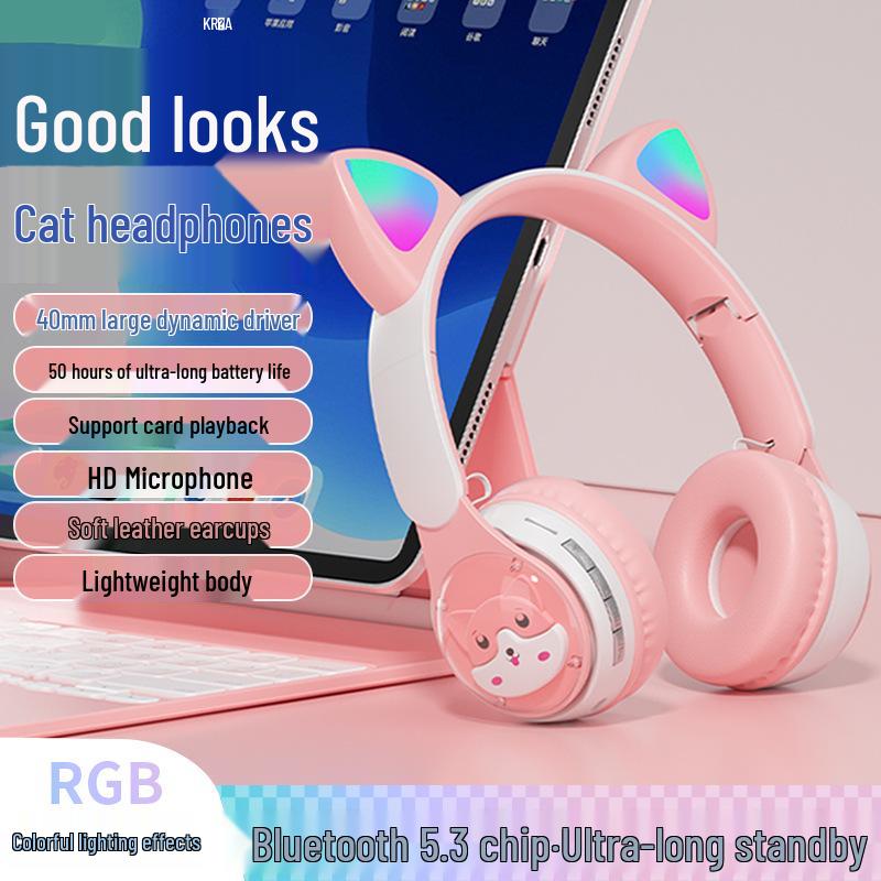 28T Space Capsule Cat Ear Bluetooth Headset Wireless 5.3