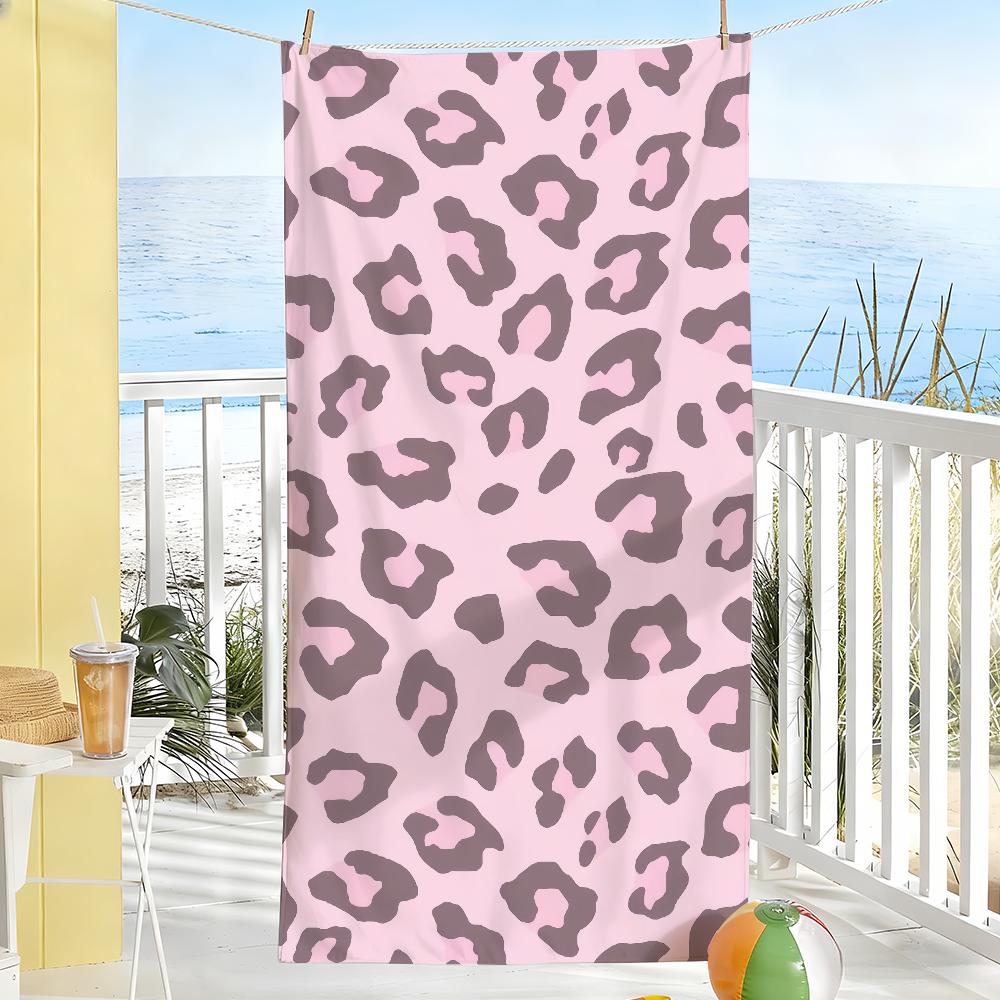 

Y2K Fashion Pink Leopard Print Towel Soft Pool Gift For Travel Gym Shower Camping Quick Dry Sports Large Beach Towels W30*H60(CM)