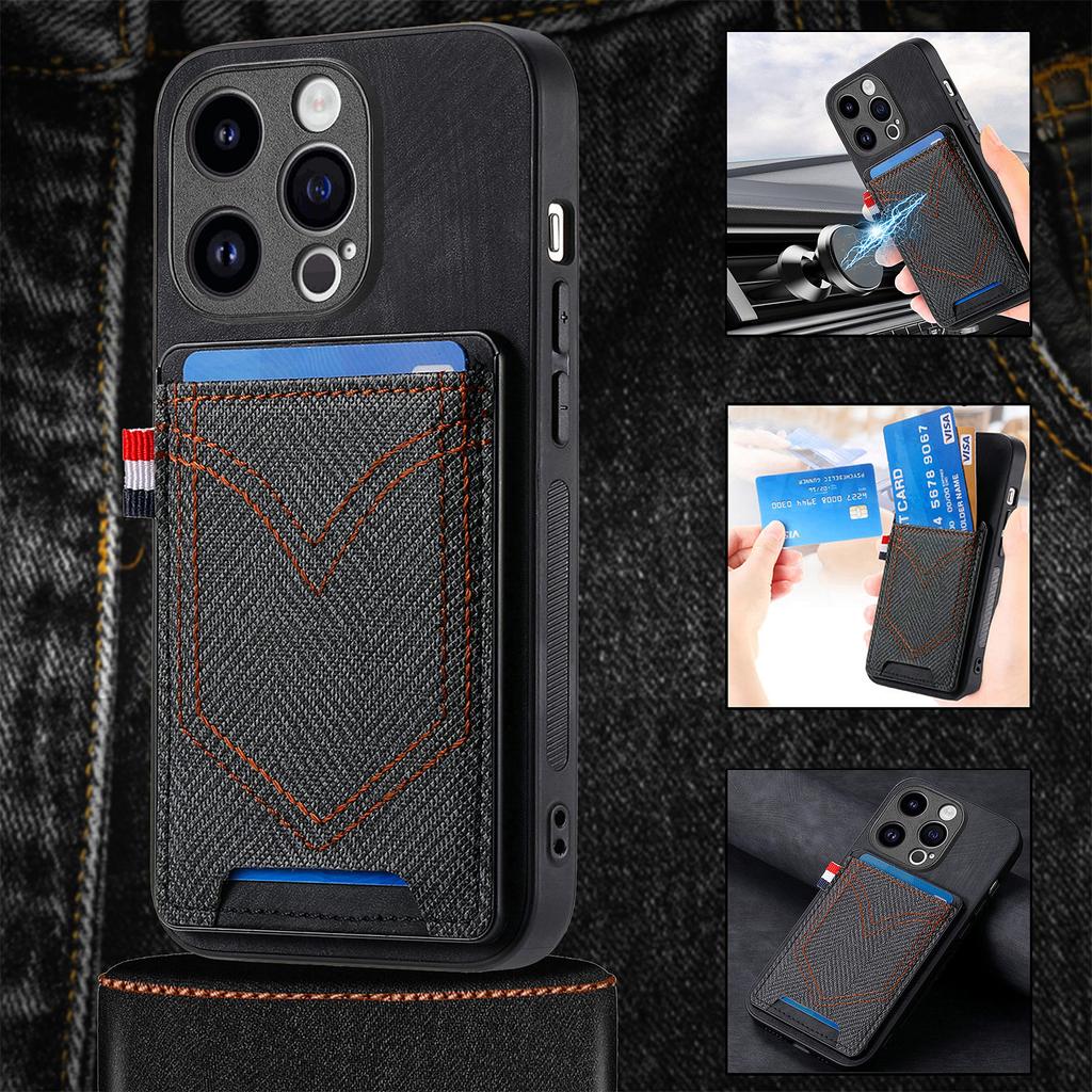 Denim Pattern Card Slot Leather Case for iPhone 15 14 Plus 13 12 11 Pro XSMax 8P 7P for Samsung S23 S22 S21 S20 Ultra Plus Note20Ultra A14 A54 A13 A53