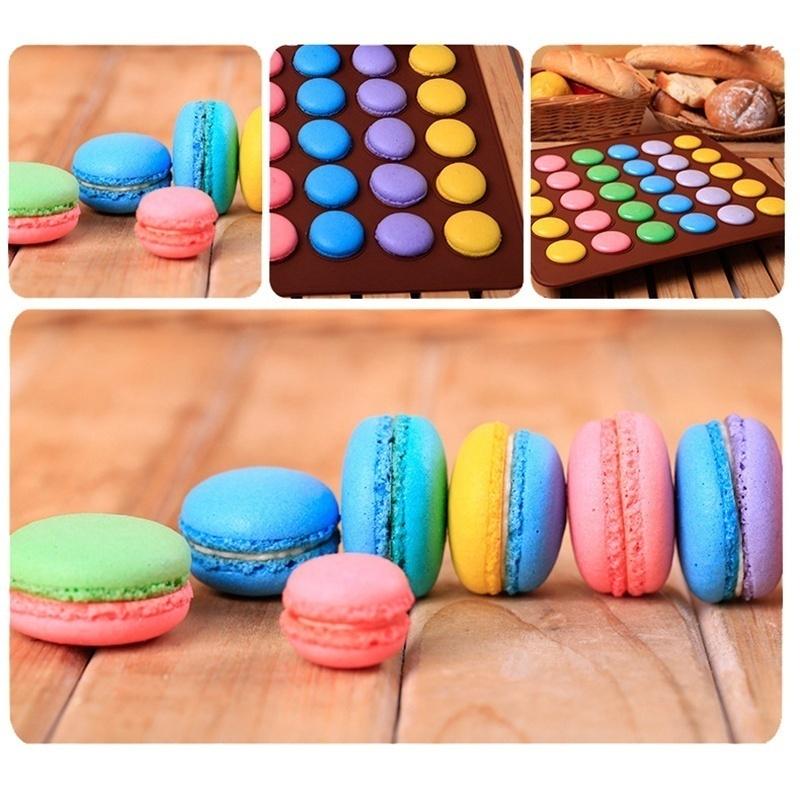 30 Runda Hål Macaron Silikonform Bakplatta Hög Temperaturbeständighet Bakform 1st