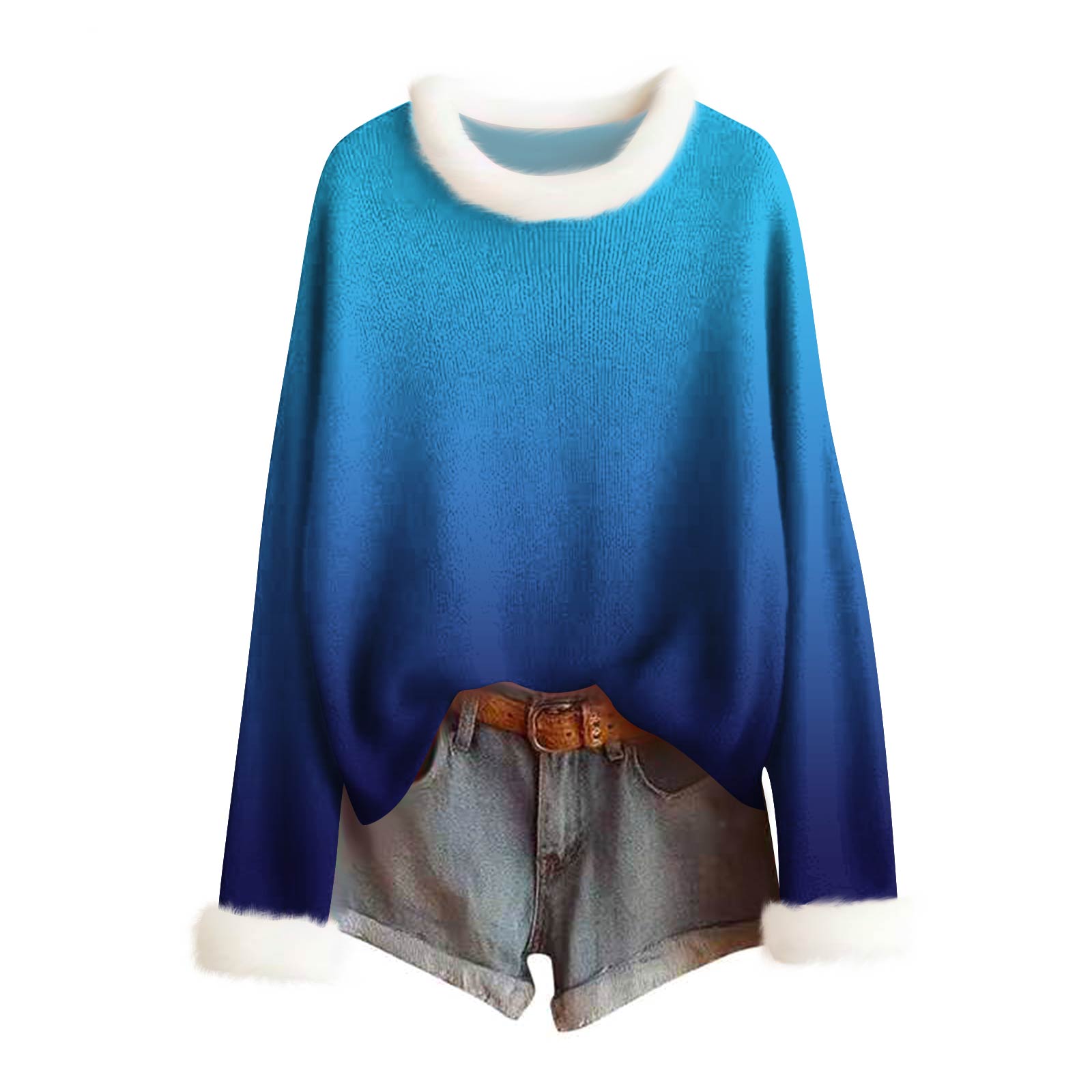 

Женский модный свитер с принтом и шерстяным воротником, повседневный вязаный пуловер с длинными рукавами L