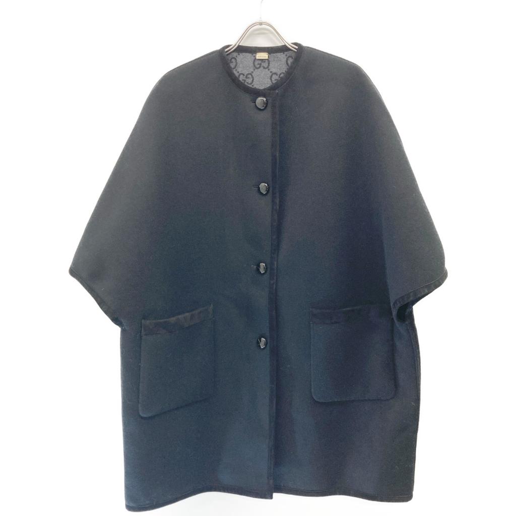 GUCCI 715717 GG Wool Reversible Coat coat 36 blackUsed