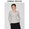UR 2026 Women's Colorblock Faux Two-Piece Slim-Fit V-Neck T-Shirt
