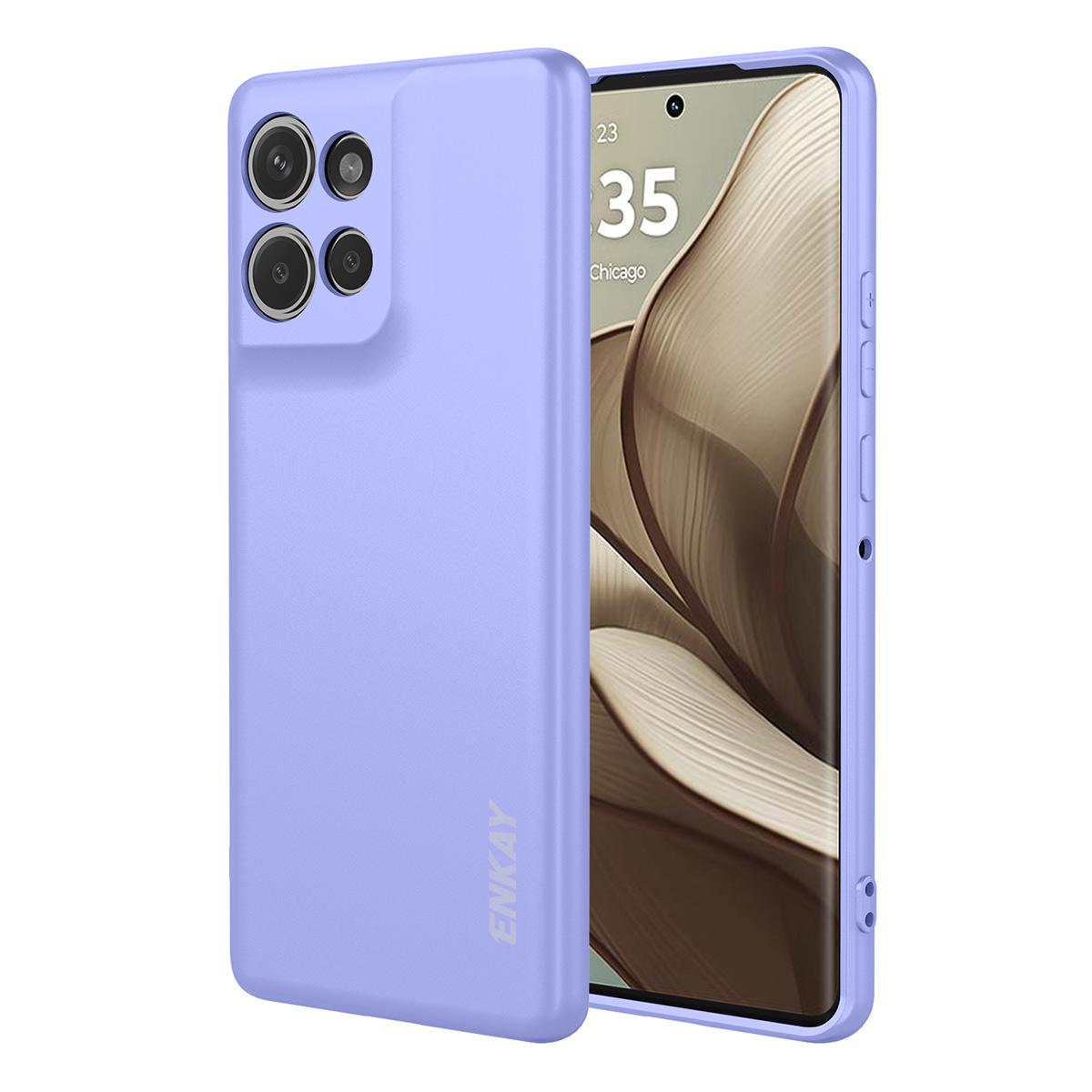 

For Motorola Edge 50 5G Silicone Case ENKAY HAT PRINCE Straight Edge Cell Phone Back Cover Purple