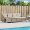 5 Piece Garden Sofa Set with Cushions Beige Poly Rattan